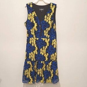Sam Edelman Blue Yellow floral embroidered dress Size 2
